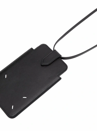 Shop Maison Margiela Black Leather Smartphone Case With Shoulder Strap