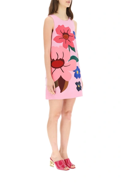 Shop Dolce & Gabbana Mini Dress With Flowers In Pink
