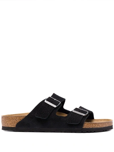 Shop Birkenstock Leather Double-strap Sandals In 黑色