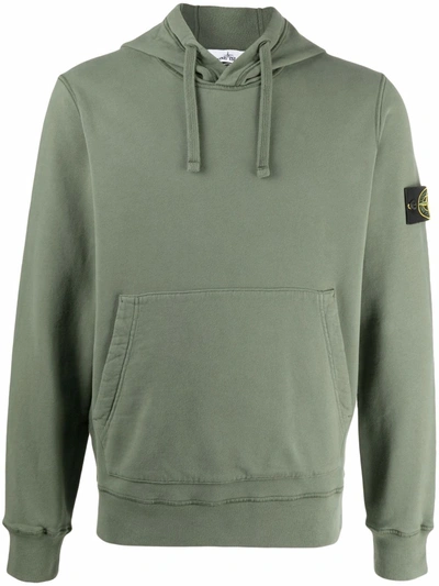 Stone Island Man Military Green Hoodie With Logo Patch | ModeSens
