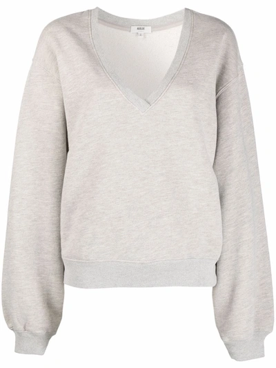 Shop Agolde V-neck Long-sleeved Sweater In Grey