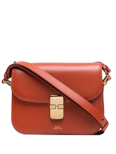 Shop Apc Flip-lock Shoulder Bag In Brown