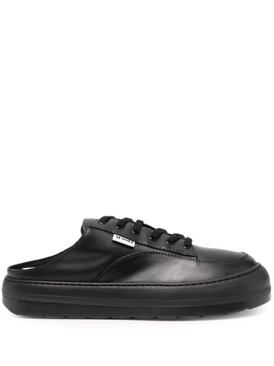 Shop Sunnei Dreamy Sabot Slip-on Leather Sneakers In Black