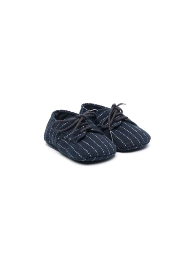 Shop Il Gufo Pinstripe Lace-up Shoes In 蓝色