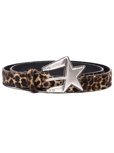 Shop Golden Goose Star Leopard-print Belt In 褐色