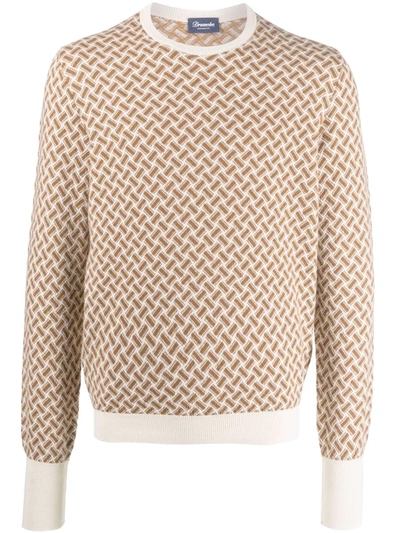 Shop Drumohr Patterned Cashmere-knit Sweater In 中性色