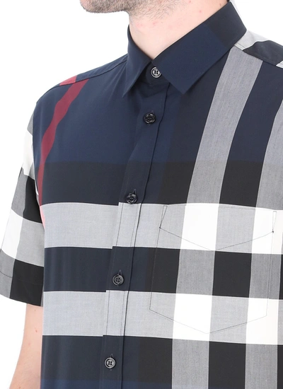 Shop Burberry Shirts Blue In Navy Ip Check