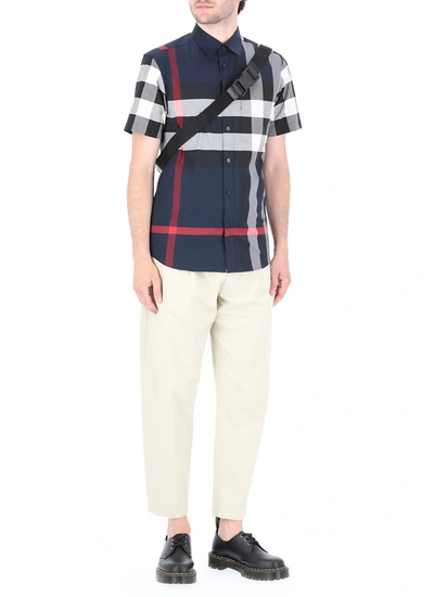 Shop Burberry Shirts Blue In Navy Ip Check