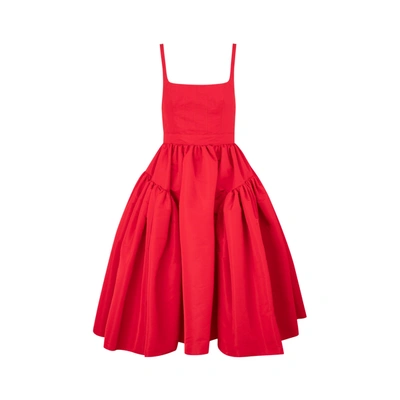Shop Alexander Mcqueen Gathered Open Back Dress In Red