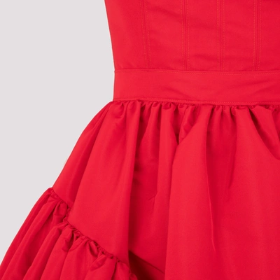 Shop Alexander Mcqueen Gathered Open Back Dress In Red