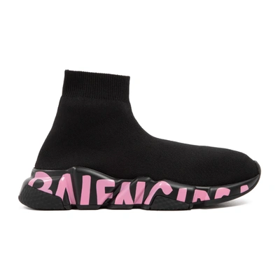 Shop Balenciaga Speed Graffiti Sneakers Shoes In Black