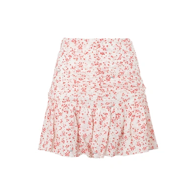 Shop Ganni Mini Printed Skirt In Pink &amp; Purple