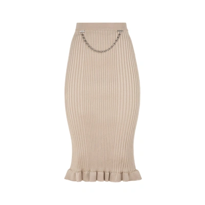 Shop Givenchy Viscose Midi Skirt In Nude &amp; Neutrals