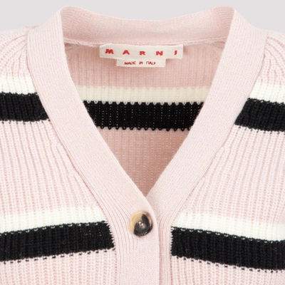Shop Marni Boxy Fit Wool Cardigan Sweater In Pink &amp; Purple
