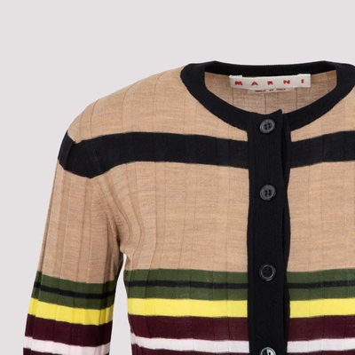 Shop Marni Wool Striped Cardigan Sweater In Multicolour