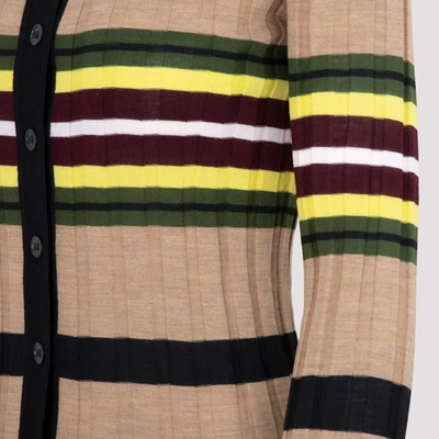 Shop Marni Wool Striped Cardigan Sweater In Multicolour