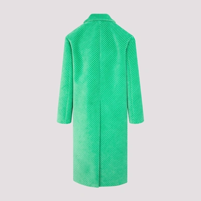 Shop Prada Cotton Single Breasted Coat In Green