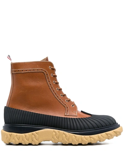 Shop Thom Browne Covered Outsole Wingtip Boots In Braun