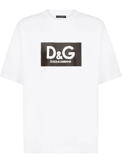 Shop Dolce & Gabbana Logo-print Cotton T-shirt In Weiss