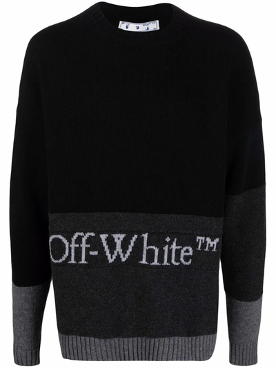 Shop Off-white Intarsia-logo Wool Jumper In Schwarz