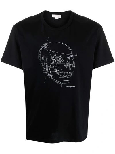 Shop Alexander Mcqueen Illustrated Skull-print T-shirt In Schwarz