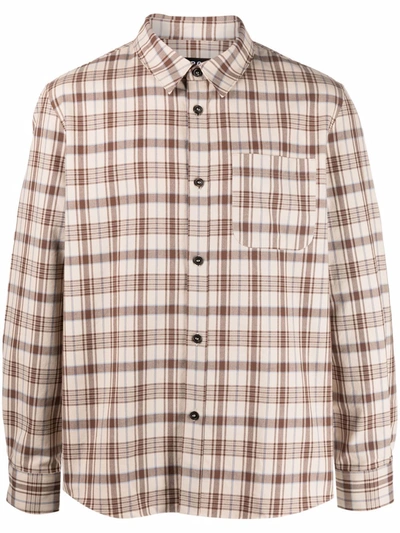 Shop Apc Check-pattern Shirt In Nude