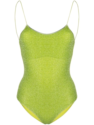 Oseree Lumière Stretch-lurex Swimsuit In Grün