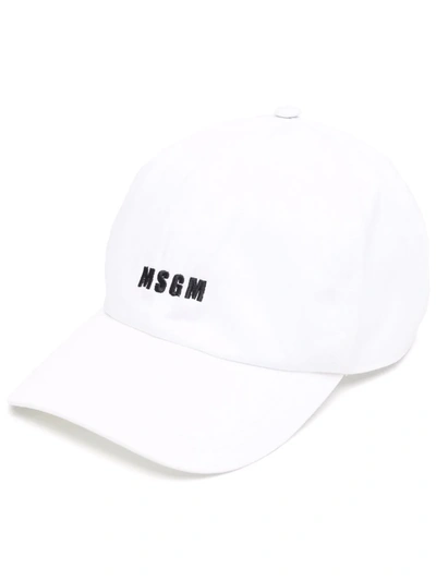 Shop Msgm Logo-embroidered Cap In Weiss