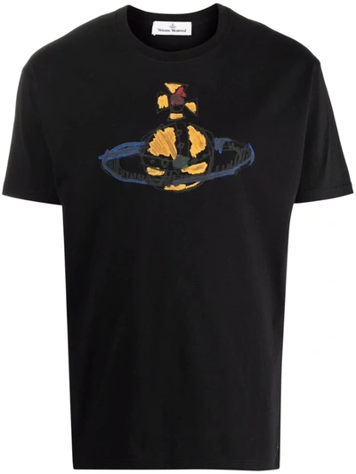 Shop Vivienne Westwood Orb-print Short-sleeved T-shirt In Black