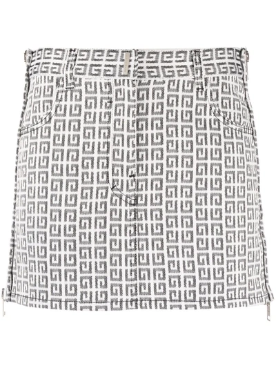 Shop Givenchy Monogram-pattern Miniskirt In White