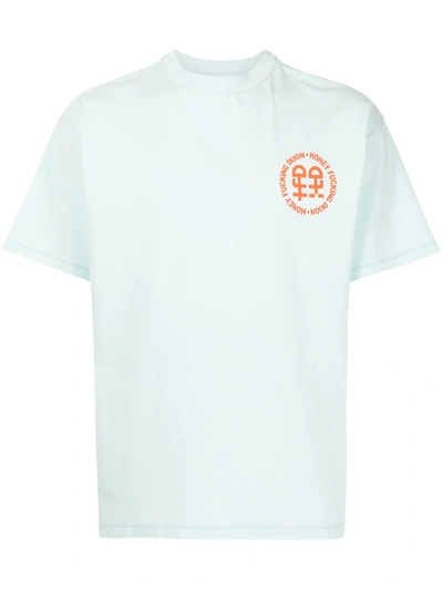 Shop Honey Fucking Dijon Logo-print Cotton T-shirt In Blue