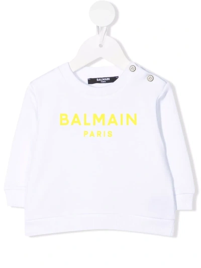 Shop Balmain Logo-print Sweatshirt In White