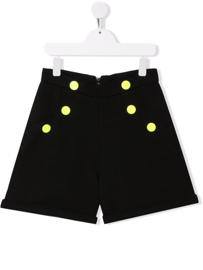Shop Balmain Embossed-button Shorts In Black