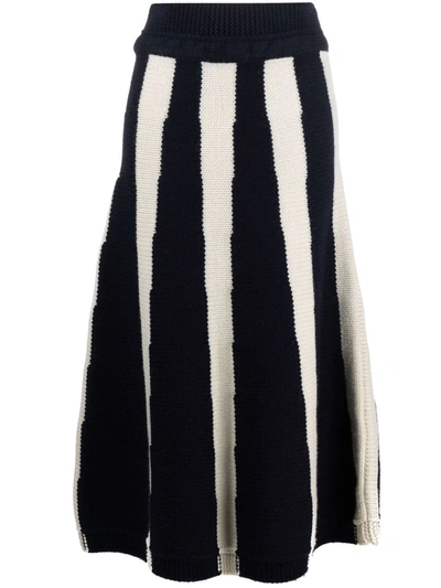 Shop Ami Amalia Stripe-pattern Knitted Skirt In Nude