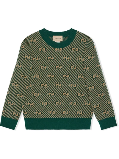 Shop Gucci Gg Monogram Knit Jumper In Green