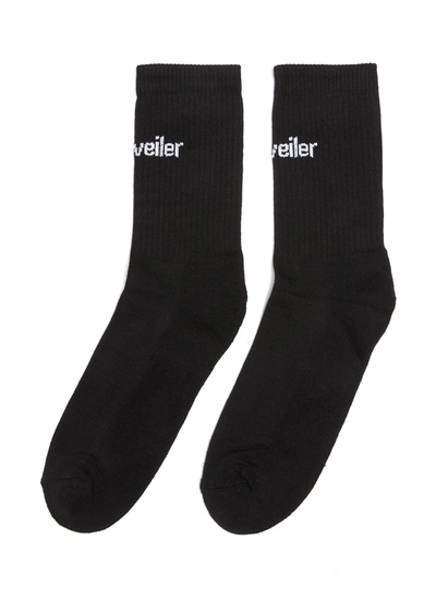 Shop Holzweiler Logo Jacquard Cotton Tennis Socks In Black