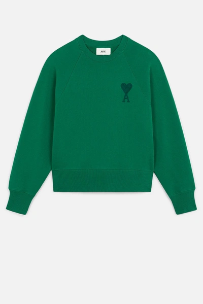 Shop Ami Alexandre Mattiussi Ami De Coeur Sweatshirt In Green