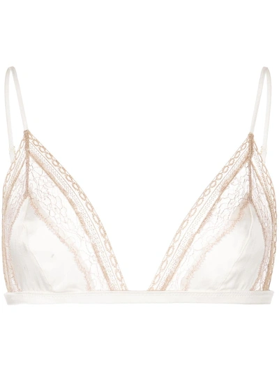 Kiki De Montparnasse Silk Blend Tiered Soft Triangle Bra In White