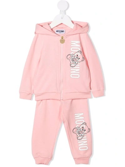 Shop Moschino Logo-print Cotton Tracksuit In Pink