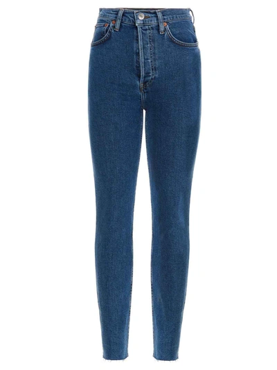Shop Re/done 90s High Rise Ankle Crop Jeans In Blue