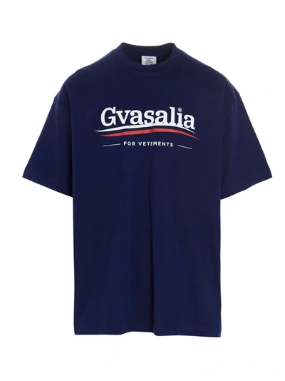Shop Vetements Gvasalia For  T-shirt In Blue