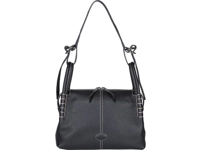Shop Tod's Small Leather Bauletto Bag In Black