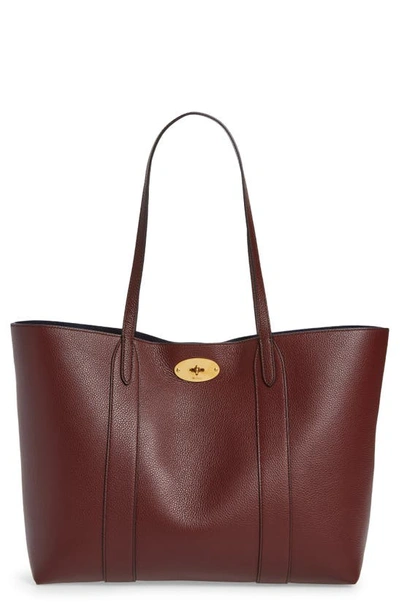 Shop Mulberry Bayswater Leather Tote In Burgundy