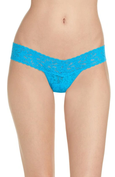 Shop Hanky Panky Signature Lace Low Rise Thong In Fiji Blue