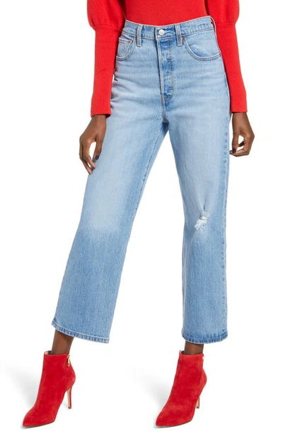 Shop Levi's Ribcage Super High Waist Ankle Straight Leg Jeans In Tango Blue