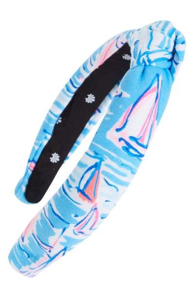 Shop Lele Sadoughi X Lilly Pulitzer(r) Knotted Headband In Zanzibar Blue Boatylicious