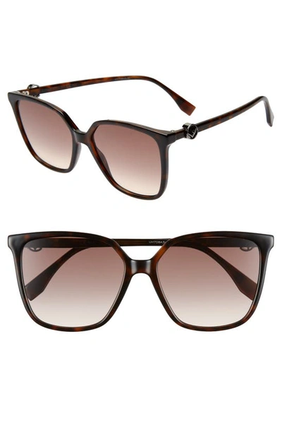 Shop Fendi 57mm Sunglasses In Dark Havana