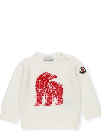Shop Moncler Tricot Sweater In Panna