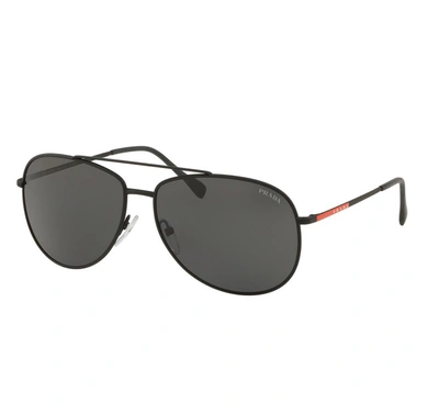 Shop Prada Grey-black Aviator Mens Sunglasses Pr Ps55us Dg05s0 61 In Black,grey