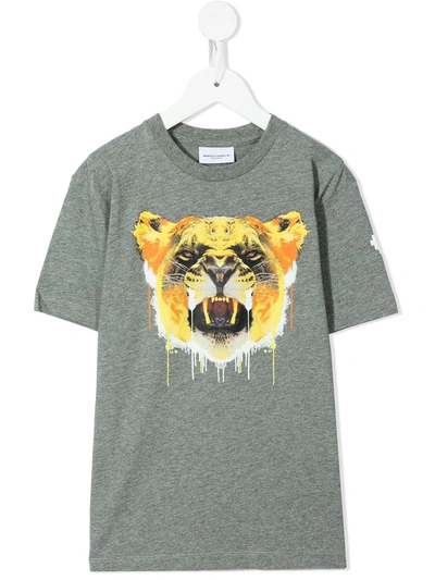 Shop Marcelo Burlon County Of Milan Tiger-print Cotton T-shirt In Grey